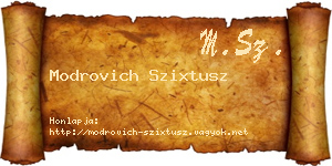 Modrovich Szixtusz névjegykártya